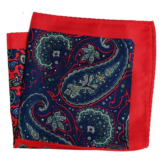 mouchoir rouge bleu paisley élégant