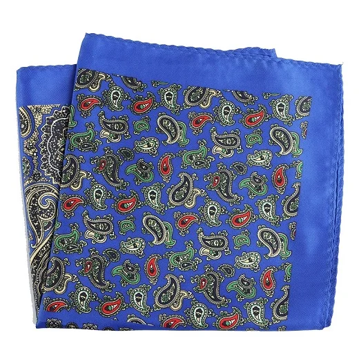 pochette de costume bleue à motifs paisley