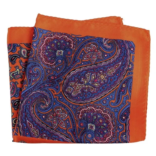 foulard paisley orange bleu élégant