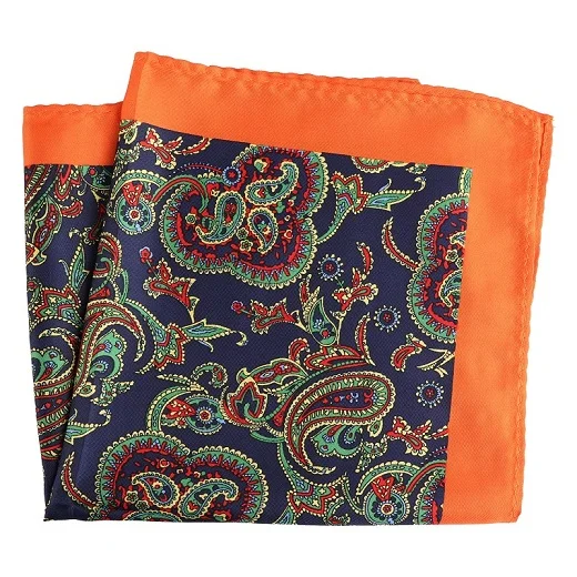 mouchoir bleu motif fleuri paisley