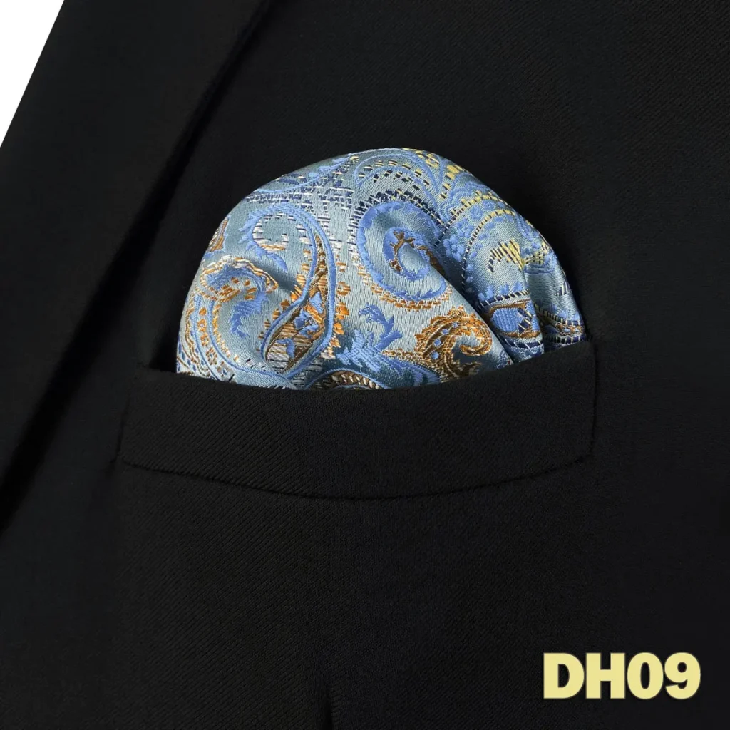 pochette costume bleu paisley élégant